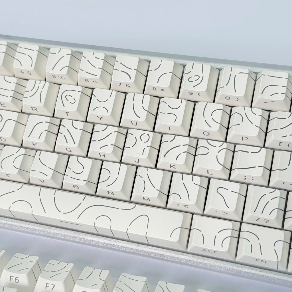 Lines Sided Shine Through Keycaps Cherry Profile Black White 97/133 Keys Customer keycaps for Mechanical Keyboard 60% 65% 75%