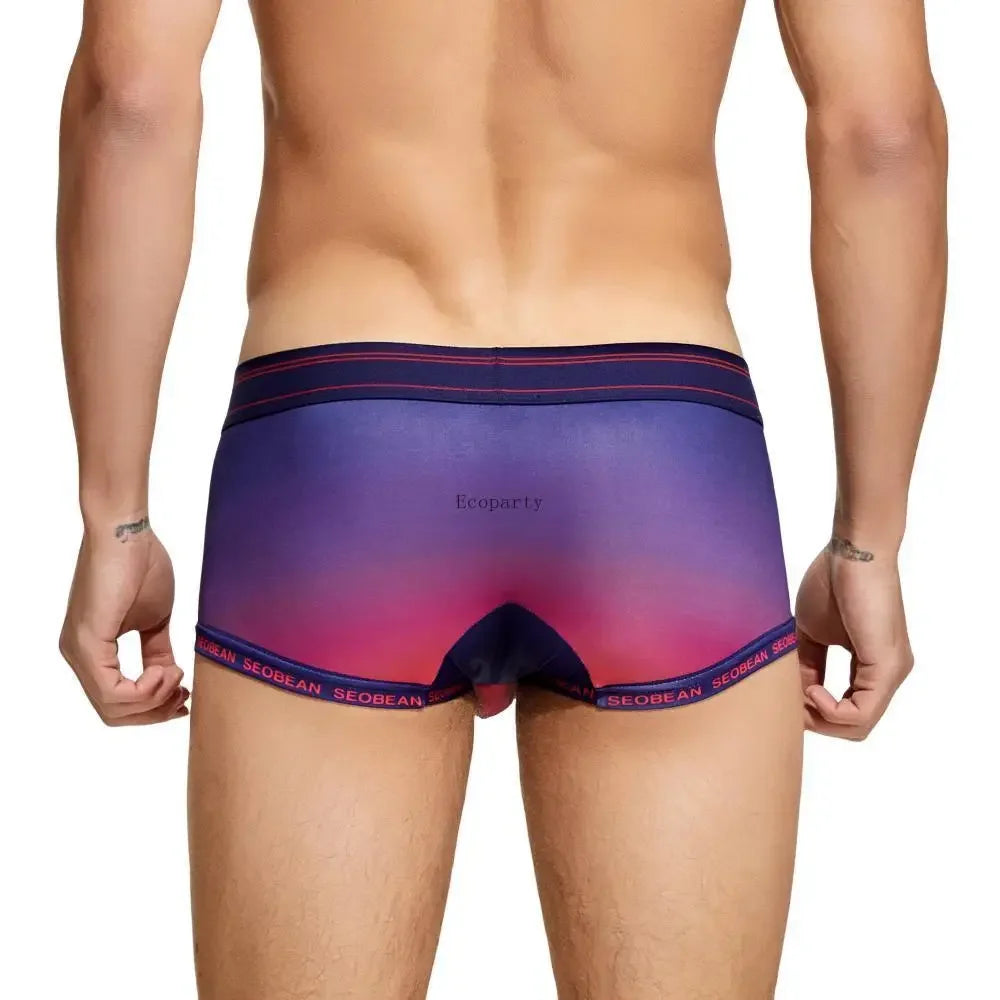 Sexy Low-waist Mens Underwear Boxers Gradient Color Underpants Boxer Shorts Male Panties Boxershorts underwear men boxer hombre