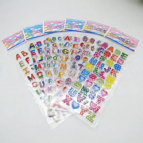 10 Sheets Letters Numbers 3D Puffy Stickers English Alphabet Birthday Festival Gift for Adult Boy Girl Scrapbook Decoration