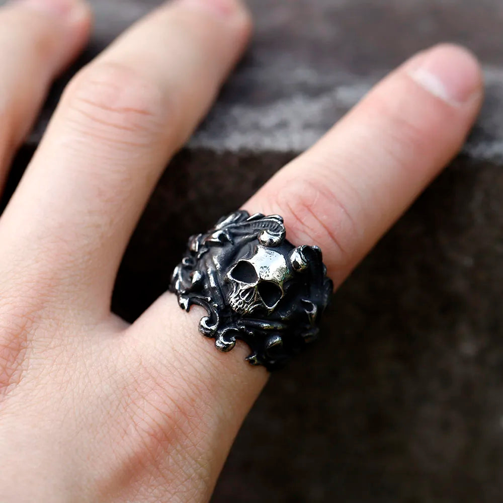 NEW Men's 316L Stainless-Steel Rings Calvarium Skull Devil Ring for Gothic Decorative Pattern Jewelry Gift Free Shipping