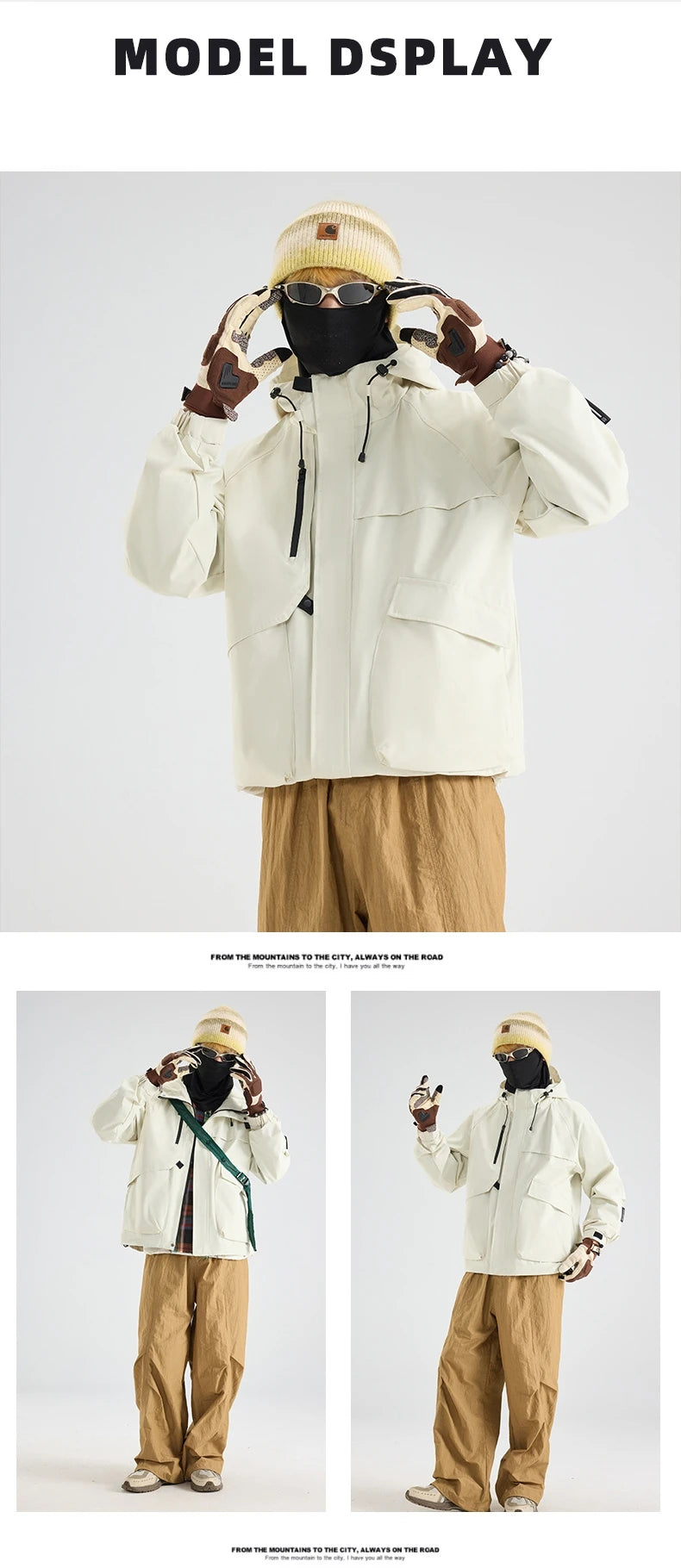 New Men's Mountaineering Jacket Windproof Waterproof Hiking Jackets for Men Fashion Hip Hop Design Casual Oversize Outdoors Coat