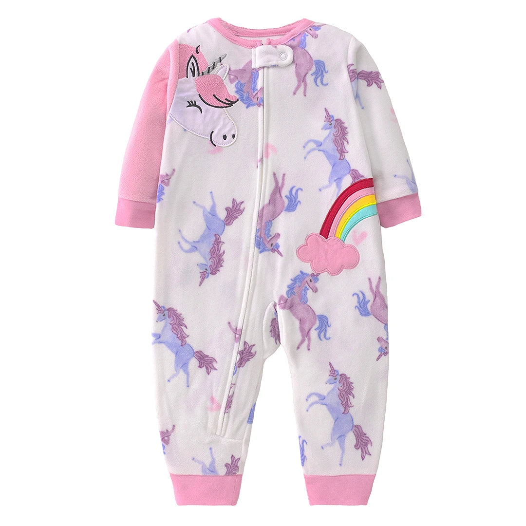 Newborn Baby Clothes Cartoon Bear Rompers Zipper Infant Boys Girls Spring Autumn Jumpsuits Polar Fleece Outfit 9-24Month
