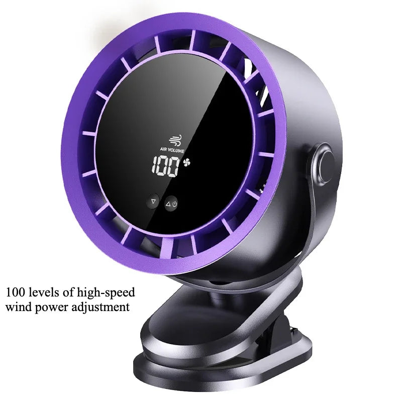 A little expert in life 100-Speed Desk Fan Clamp Fan LED Display Office Home Charge Wall-Mounted Hand-Free Fan