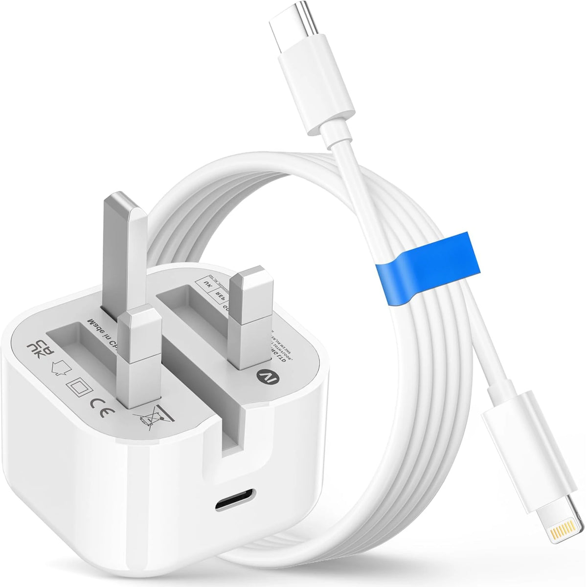 British Standard Charger Fast Charger with PD Ports Charger for iPhone for Galaxy UK Plug, PD Charger Adapter, Sleek Charger Des