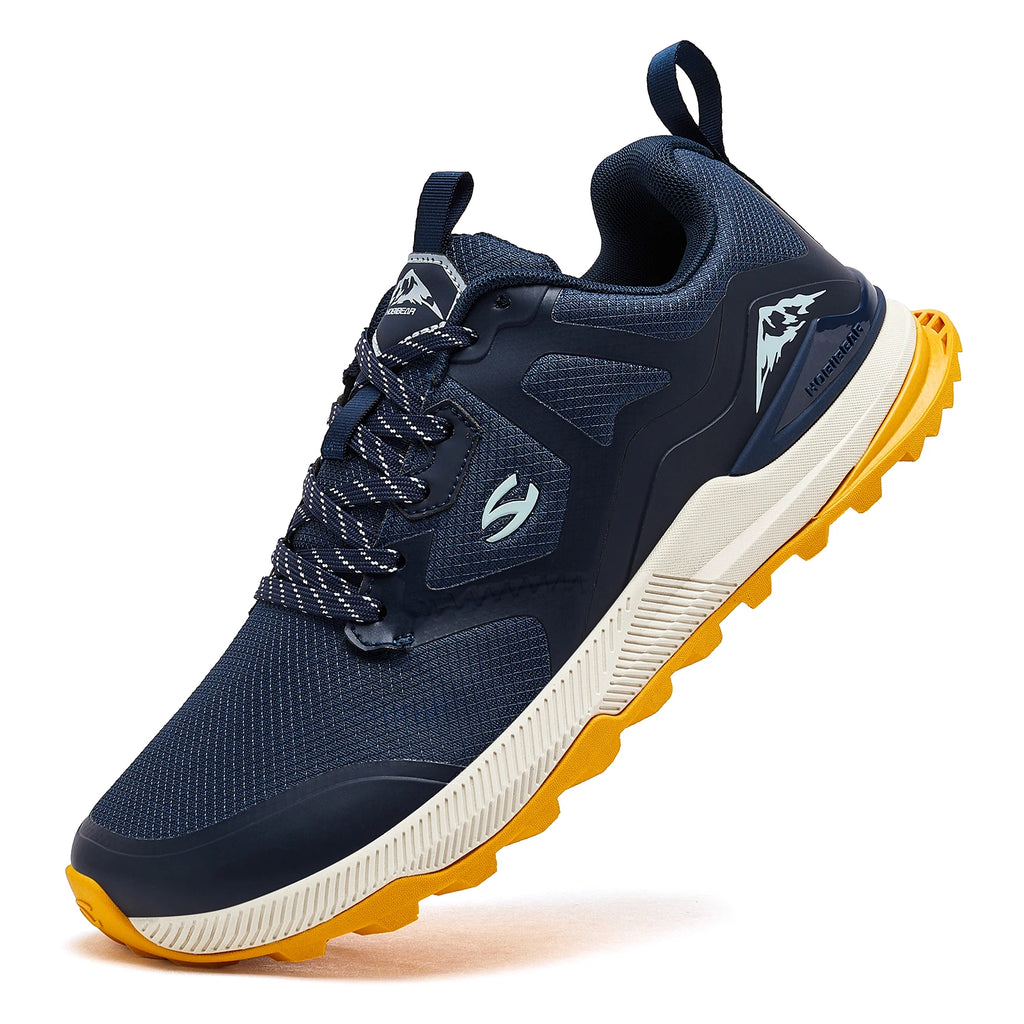 HOBIBEAR Unisex Hiking Shoes Women Men Trail Running Outdoor Sneakers Artificial Leather Non Slip Lace-Up Walking Shoes