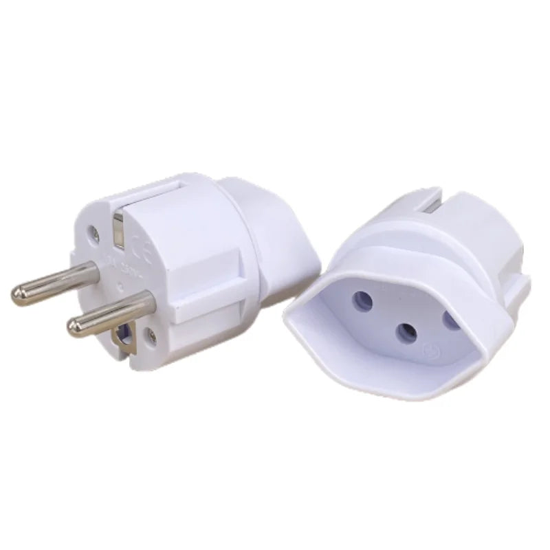 Schuko Germany, France Plug Adapter, Ultra Compact Light Weight - Swiss to Russia, South Korea Travel Adaptor Plug - Type E/F