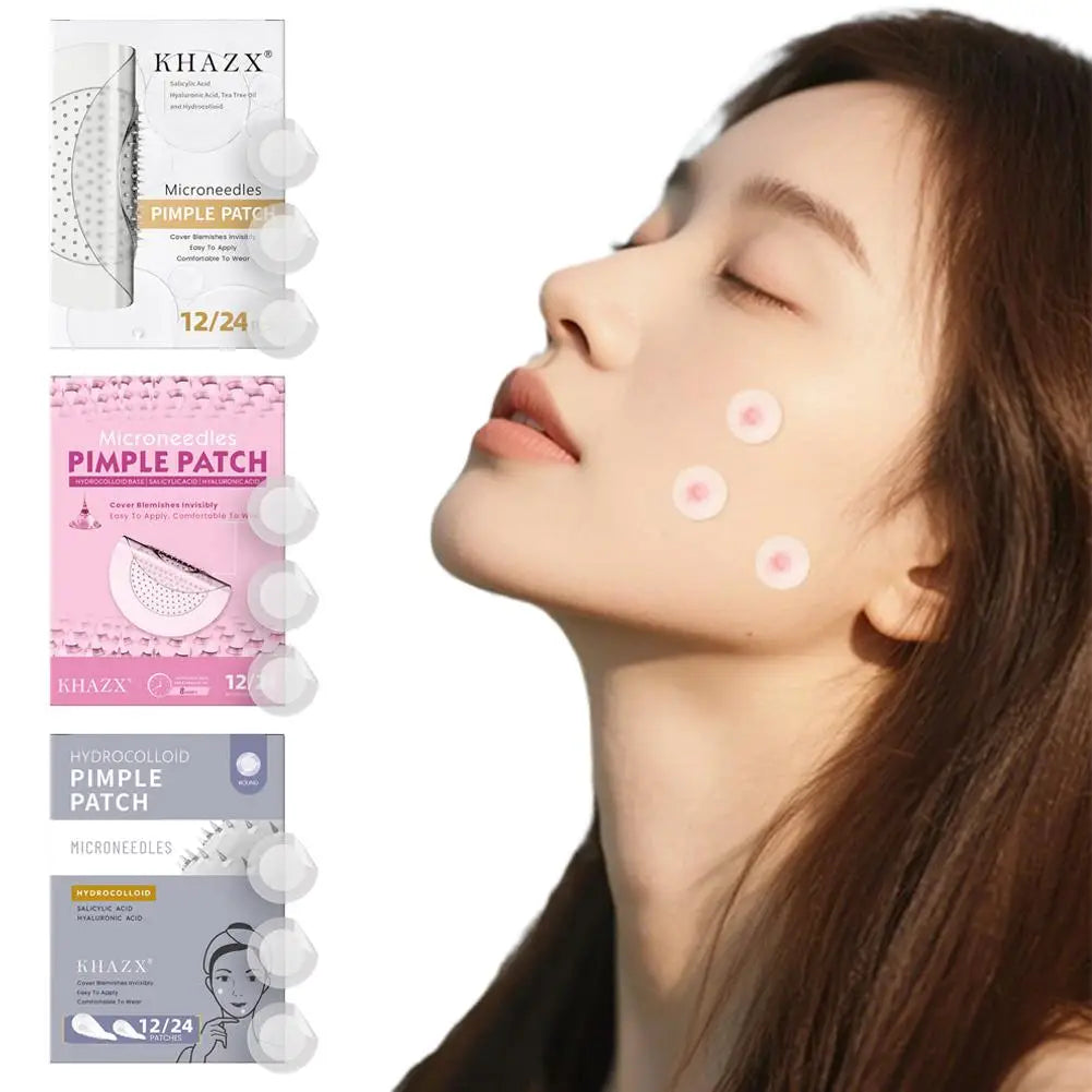 12/24PCS Microneedle Acne Patch Hydrocolloid Invisible Rounded Corner Acne Cover Patches Daily Gentle Skincare Unisex