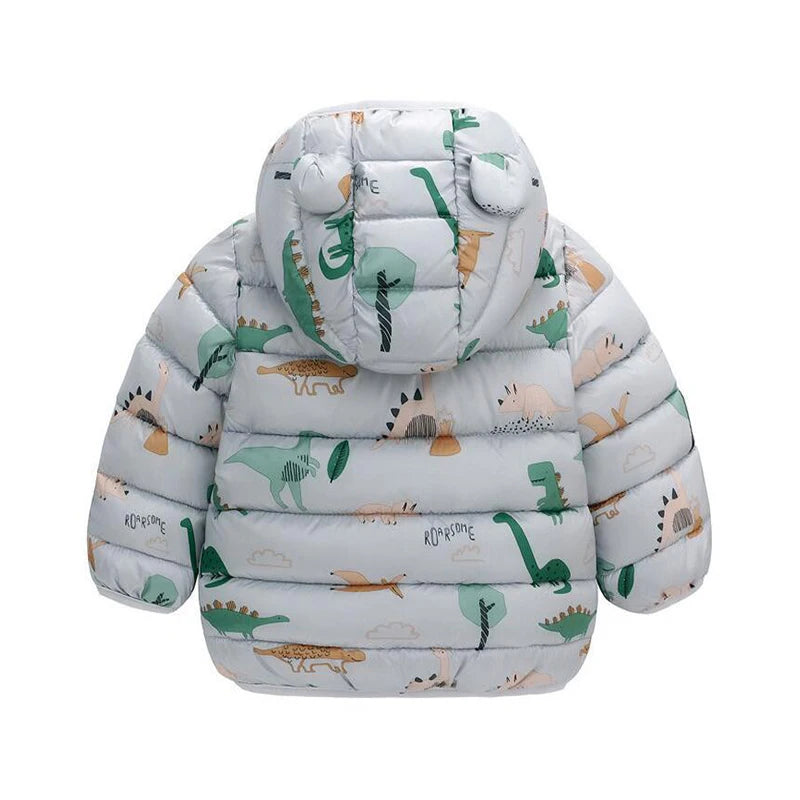 Boys Girls Lightweight Down Jacket Baby Hooded  Zipper Coats Autumn Winter Warm Outerwear 0-5 Years Kids Christmas Birthday Gift