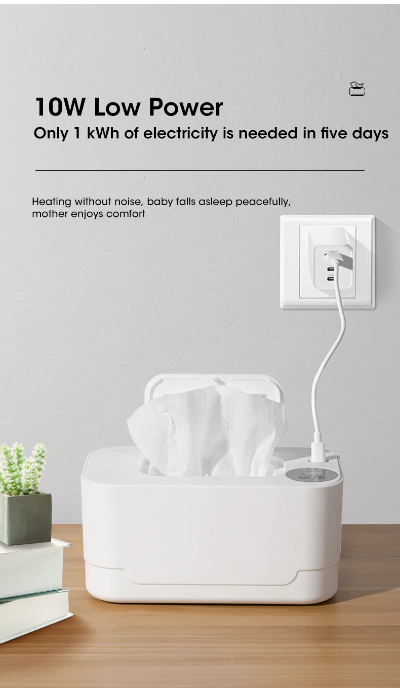 Baby Wet Wipes Heater LED Display Wet Wipes Dispenser Portable USB Charging Wipe Heater Car Home Wet Wipes Napkins Heating Box