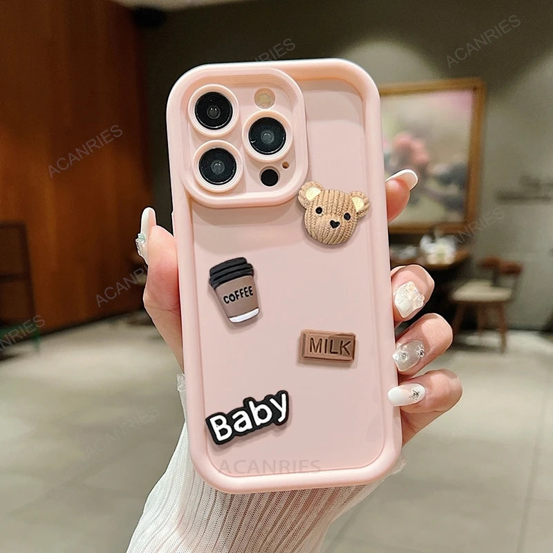 Note13 Cute Cartoon 3D Bear Silicone Case On For Xiaomi Redmi Note 13 Pro 4g 5g 12 11 10 9 13pro Plus 12pro Shockproof Cover 13c