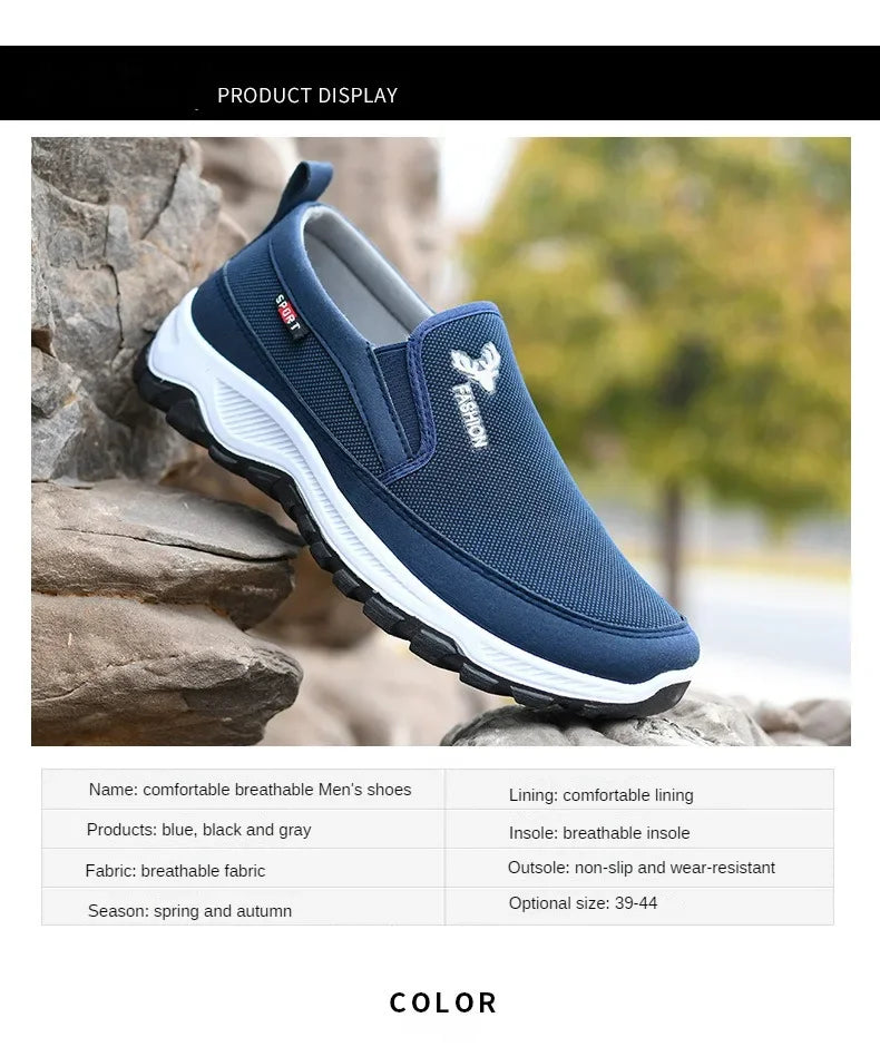 Men Running Hiking Sneakers Breathable Orthopedic Travel Plimsolls Slip On Comfortable for Outdoor Activity Hiking Walking
