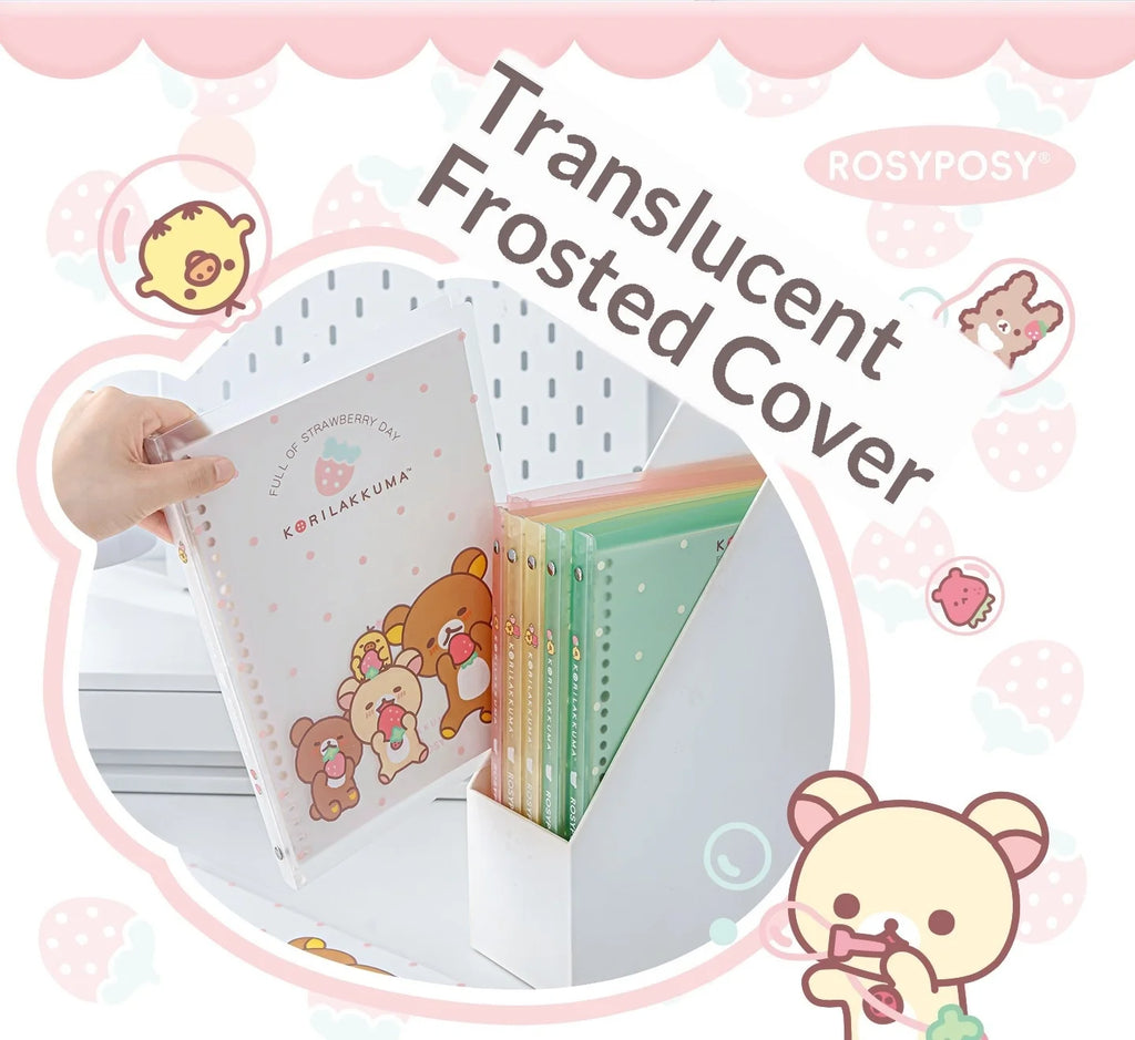 In Stocks RosyPosy Korilakkuma Loose Leaf Notebook Cute Strawberry Pattern B5 Refillable Journal For Study Office Daily Planning