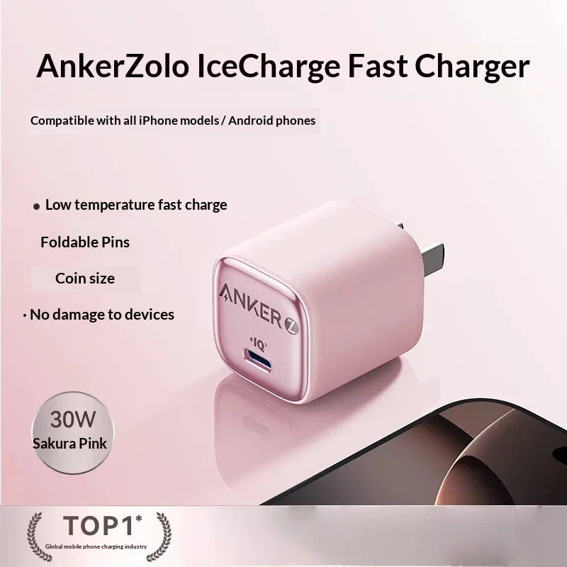 Anker 30w Pd Fast Charger Ice Sensing Usb C Wall Charger For Phone 16 Pro Max Phone 15 Pro Portable Mobile Phone Power Adapter