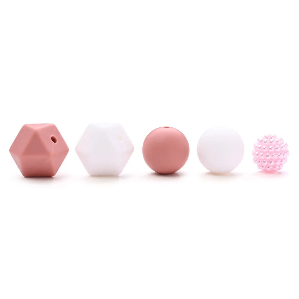 7Pcs Silicone Bead Set Soft Non Toxic Biteable Silicone Beads for Handmade Pacifier Chain Teeth Grinding Jewelry