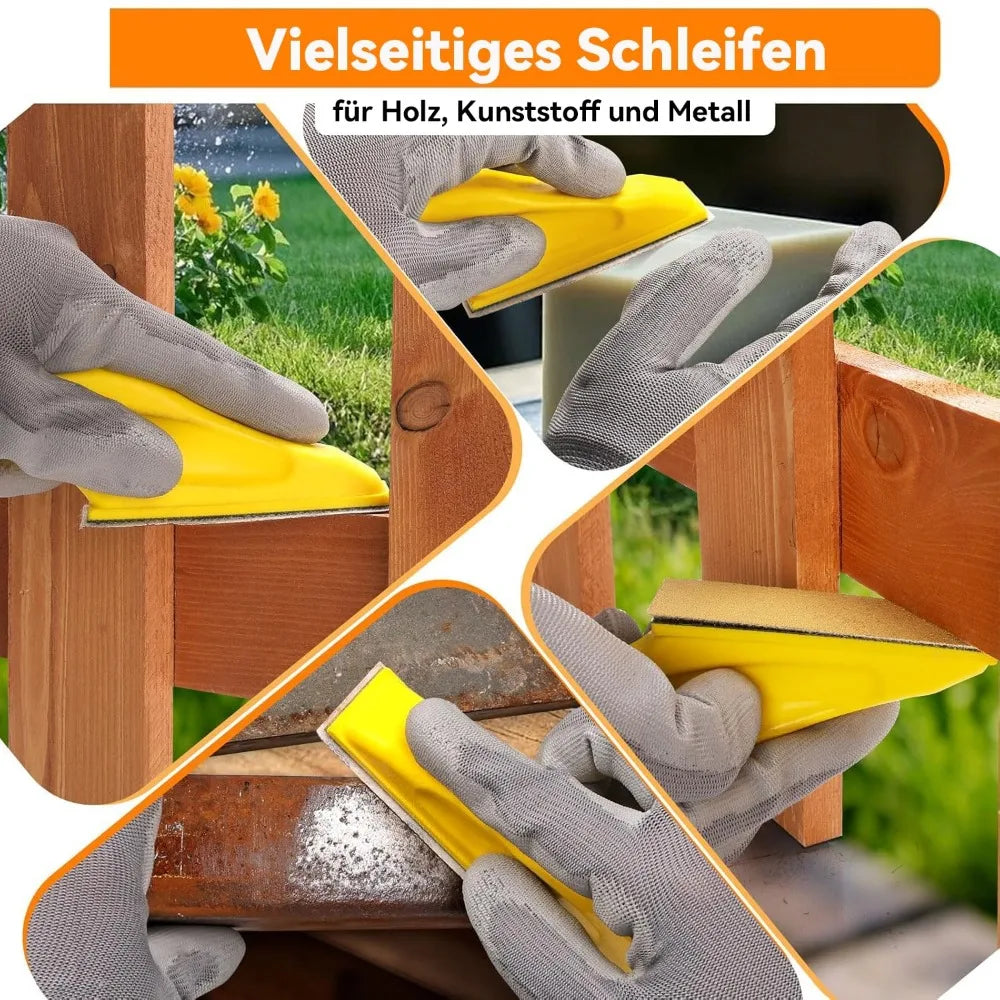 50pcs Sandpaper Set with 1 Hand Sanding Blocks 80-400 Grit Wet Dry Sanding Paper for Wood Metal Polishing