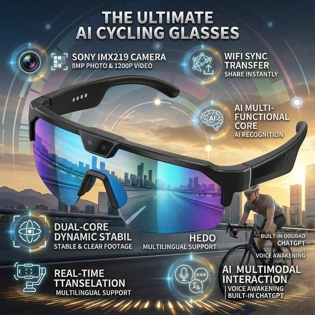 2026 New Smart Glasses Translation Travel Cycling Sports Goggles Anti Blue Light Click Take Photos Videos Smartglasses Outdoor