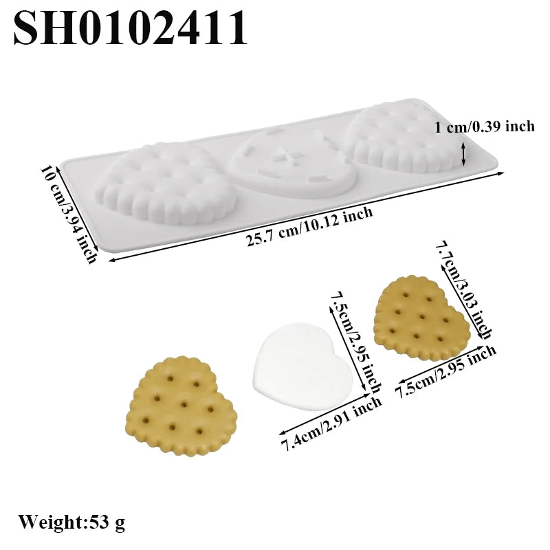 Moldes de silicone para bolachas, chocolates ou bolos em forma de coração, quadrado ou retangular, utensílios de cozinha para pastelaria e sobremesas