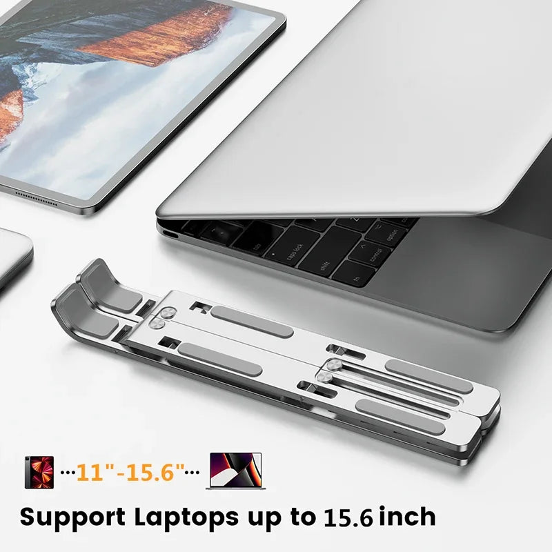 Adjustable Foldable Aluminum Alloy Laptop Stand, Portable Lifting Cooling Non-Slip Notebook Computer Holder Bracket