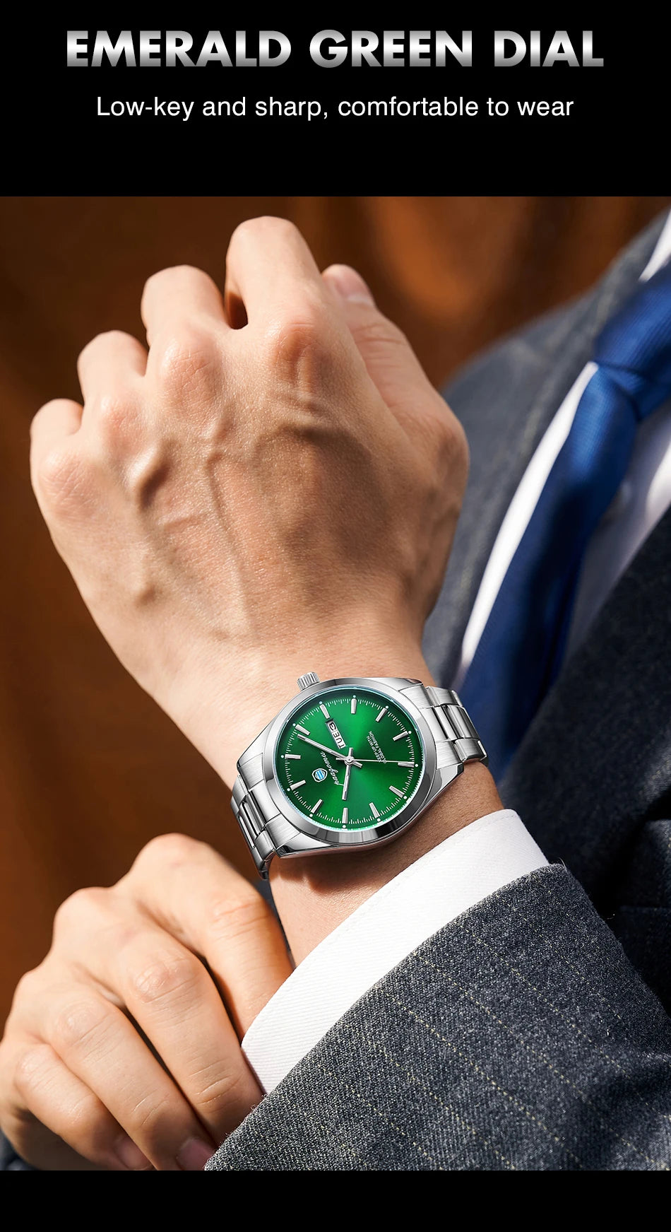 PAAZOMU Fashion Men's Quartz Watch Luminous Hands Date Week Stainless Steel Strap Waterproof Casual Wristwatch Quartz Men Watch