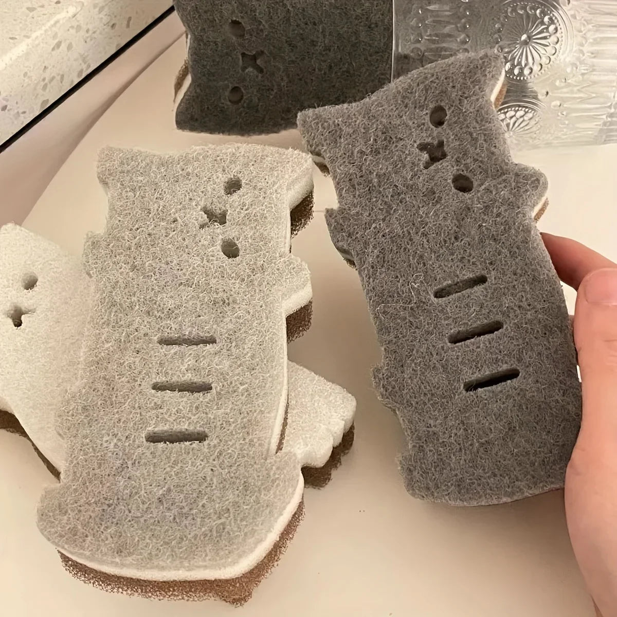 4-piece Cute Cat Kitchen Sponge Set-Thick and Durable Dishwashing and Cleaning Tools Car Cleaning Dish Brush Cleaning Supplies