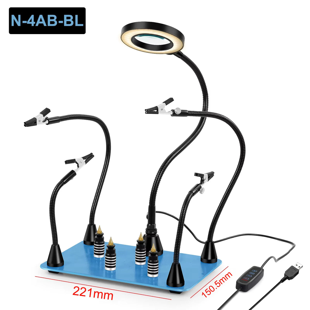 NEWACALOX PCB Fixture Clips Soldering Holder Third Hand Tool Magnetic Flexible Helping Hands with 3X LED Illuminated Magnifier