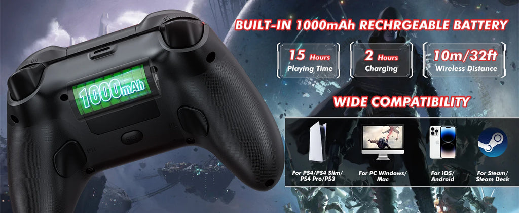For PS4 Wireless Controller for PlayStation 4/3 Joystick Console for PS4/3 PC Android Support Bluetooth Six-Axis Dual Vibration