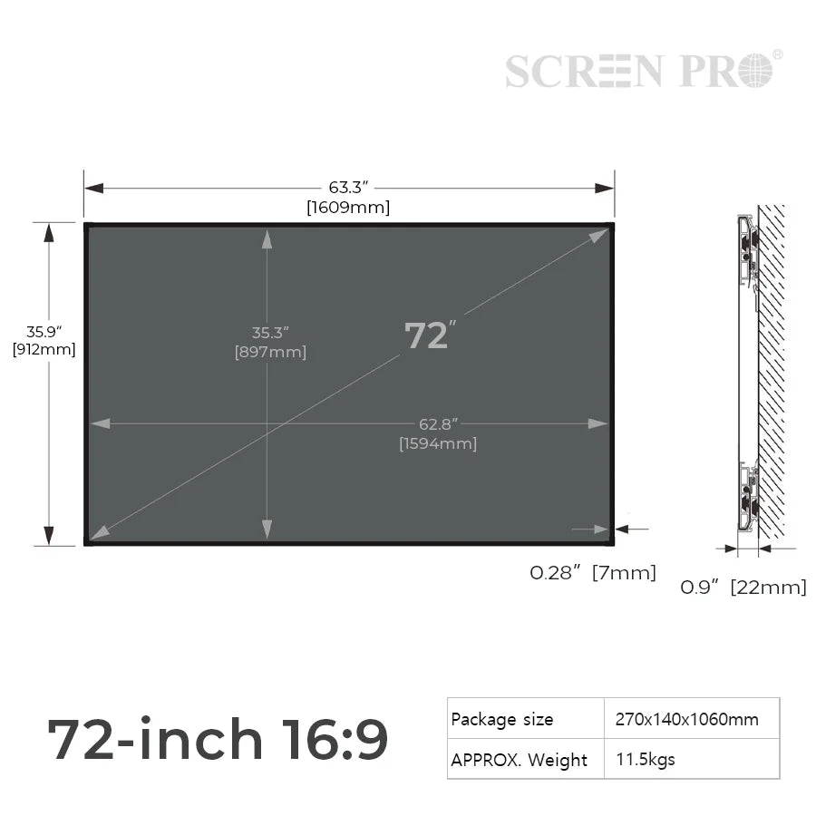 120 inch 4K Ultra HD 16:9 ALR CLR UST Ambient Light Rejecting Fixed Frame Projector Screen for Ultra-Short Throw Projectors