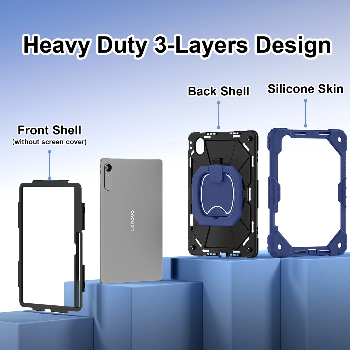For Lenovo Idea Tab Pro Gen 2 TB390 Xiaoxin Pro 13 GT Rotation Bracelet Stand Case Pencil Slot Heavy Duty Shockproof Cover