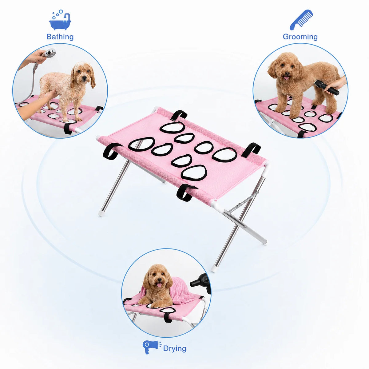 Suporte de Banho Portátil para Animais de Estimação, Rede de Contenção Ajustável em Rede para Lavagem de Cães e Gatos, Suporte em Rede Dobrável para Banho e Secagem