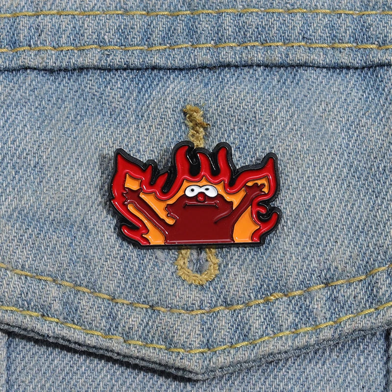 Fire Helllmo Enamel Pins Custom Cute Cartoon Brooches Lapel Badges Funny Anime Animal Jewelry Gift for Kids Friends