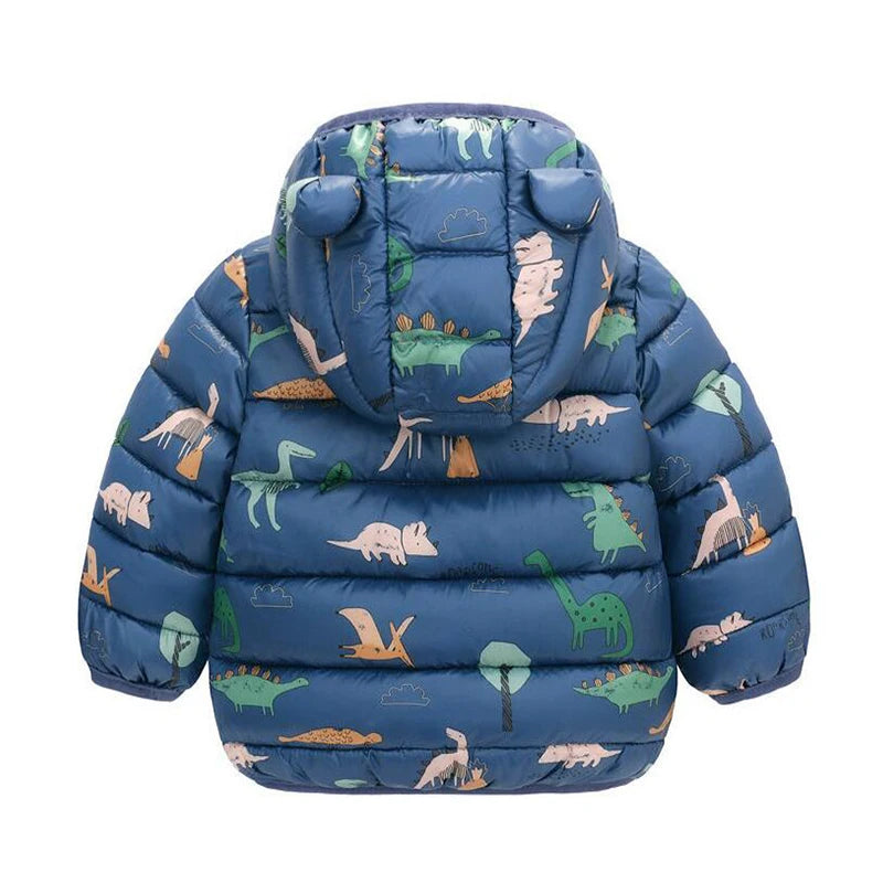 Boys Girls Lightweight Down Jacket Baby Hooded  Zipper Coats Autumn Winter Warm Outerwear 0-5 Years Kids Christmas Birthday Gift