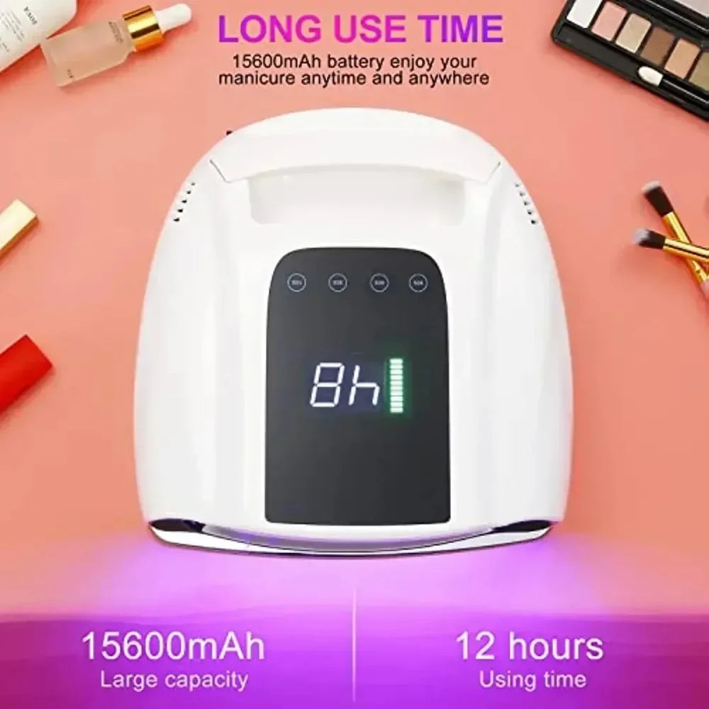 96W Mirror Reflective Nail Lamp with Metal Pad Cordless Manicure Dryer Wireless UV Light for Nails Rechargeable Nail UV LED Lamp