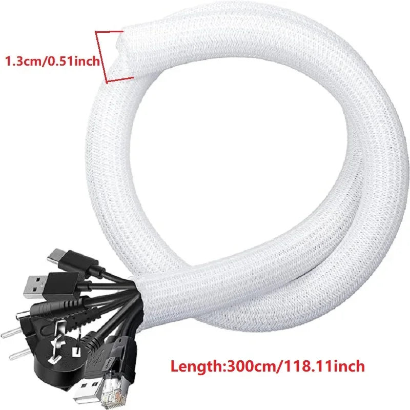 Braided Cable Sleeve 1m/3m/5m Pet Nylon Wrap for Desk PC TV Wire Protector Braided Wire Cover Casing Cable Organizer