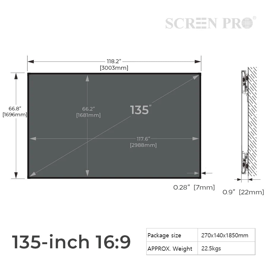 120 inch 4K Ultra HD 16:9 ALR CLR UST Ambient Light Rejecting Fixed Frame Projector Screen for Ultra-Short Throw Projectors