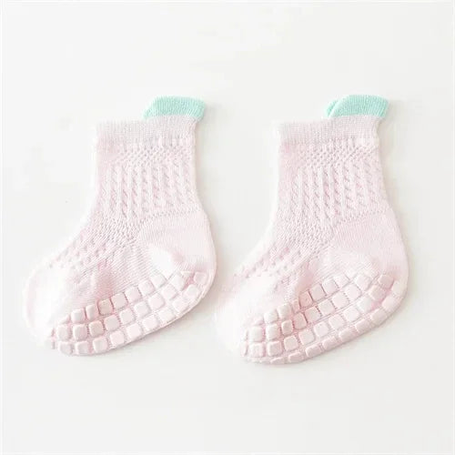 3pairs/lot 6 Colored Of Net Eye Non-slip Baby Girl Sock Hollow-out Breathable Thin Infant Girl Cotton Socks Children's Socks Kit