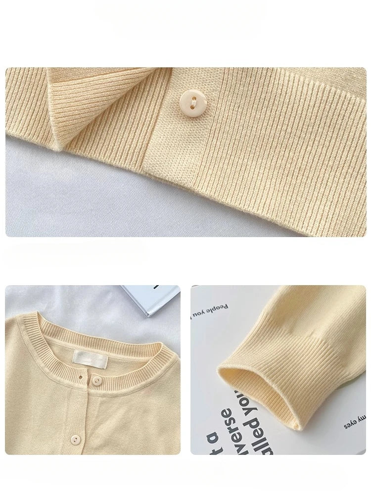 2026 Women Cardigans Sweater Casual Warm Spring Summer O-neck Long Sleeve Single Breasted Slim Fashion Korean Knitwears Tops