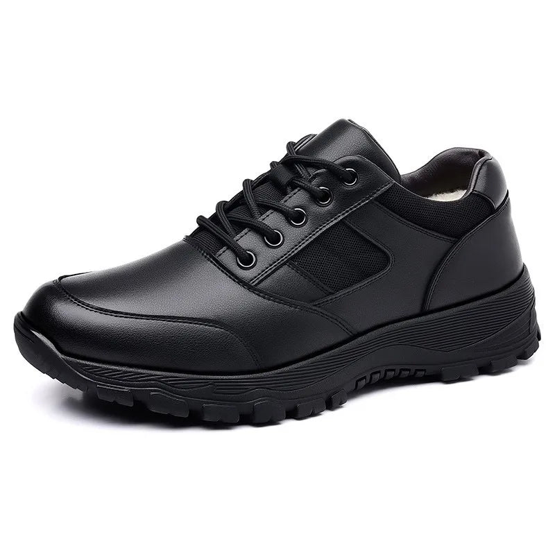 New Platform Cow Leather Casual Sneakers for Men Designer Autumn Winter Cotton Black Outdoor Men's Sports Shoes Zapatos Hombre
