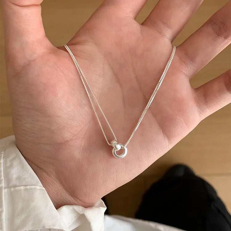 925 Silver Necklace Punk Wealth Good Wish Matte Ball Bread OT Clasp Stackable for Women Girl Jewelry Gift Dropshipping Wholesale