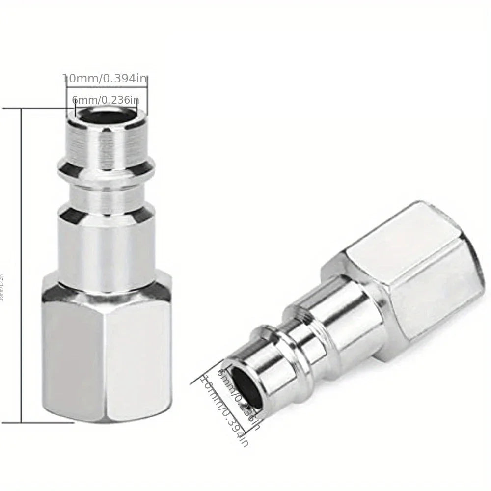 10Pcs 1/4" BSP Euro Air Compressor Quick Connect Fittings, Zinc Plated Steel Air Hose Coupler Male Female Quick Release Air Tool