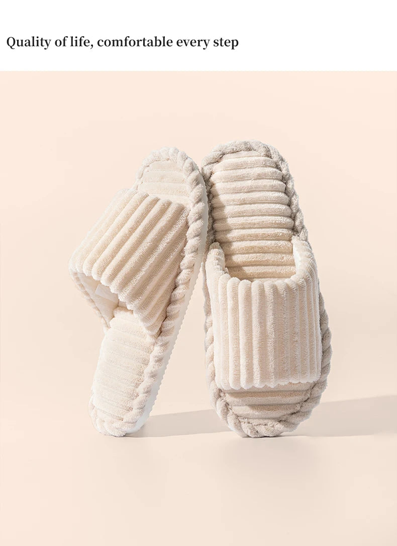 Men's open Toed Slippers Autumn and Winter Indoor Anti slip Breathable Bedroom Silent Couple's home Shoes for Srping and Autunm