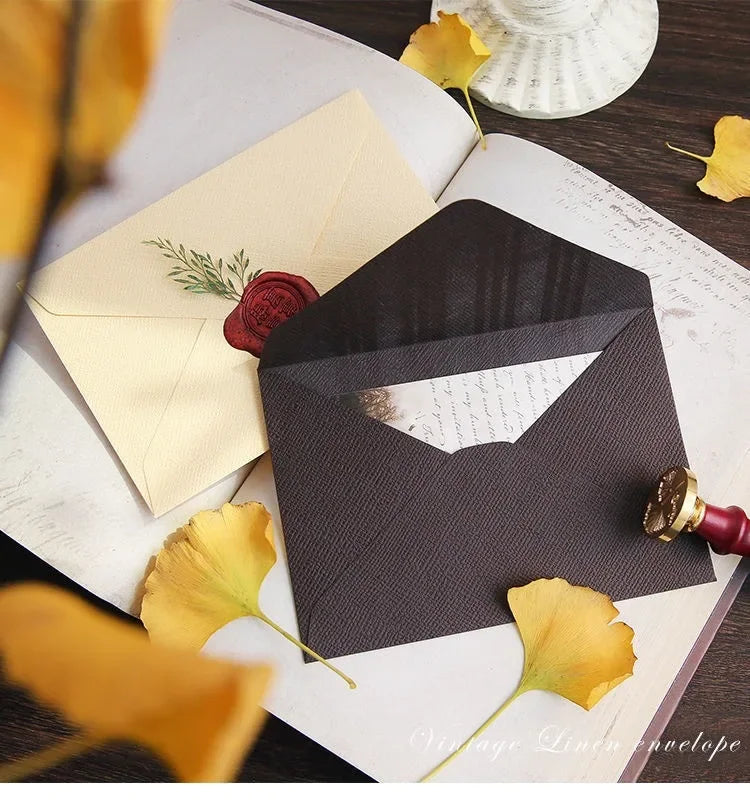 10pcs/batch Linen Envelope Letter Paper Set with Retro Wind Sealing Bag