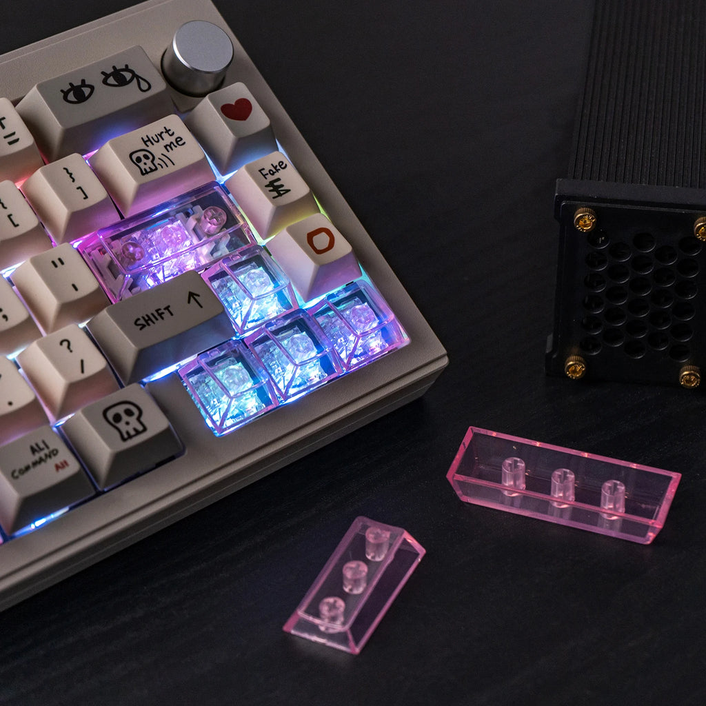 Red Transparent Keycap 10 Key Cherry Profile PC Keycap Space Bar 6.25U ESC Enter Shift Key Custom Keycap for Mechanical Keyboard
