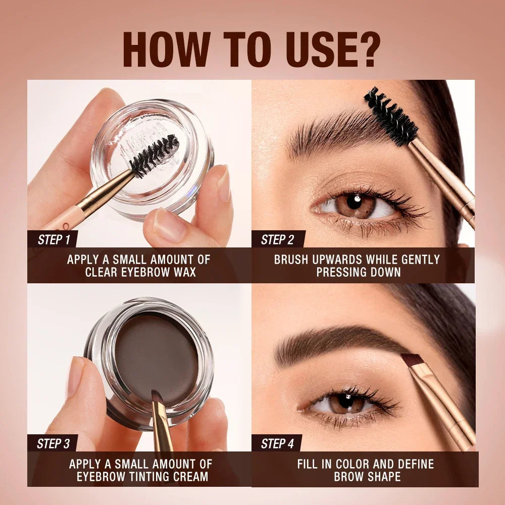 O.TWO.O Eyebrow Pomade 2-in-1 Brow Gel Wax Waterproof Long Lasting Creamy Texture Eye Brow Tint Enhancer Cosmetic Makeup
