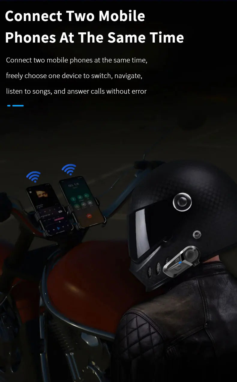 Bluetooth 5.3 Helmet Headset Wireless Hands-free Call Phone Kit Motorcycle Waterproof Earphone Music Player Speaker Moto