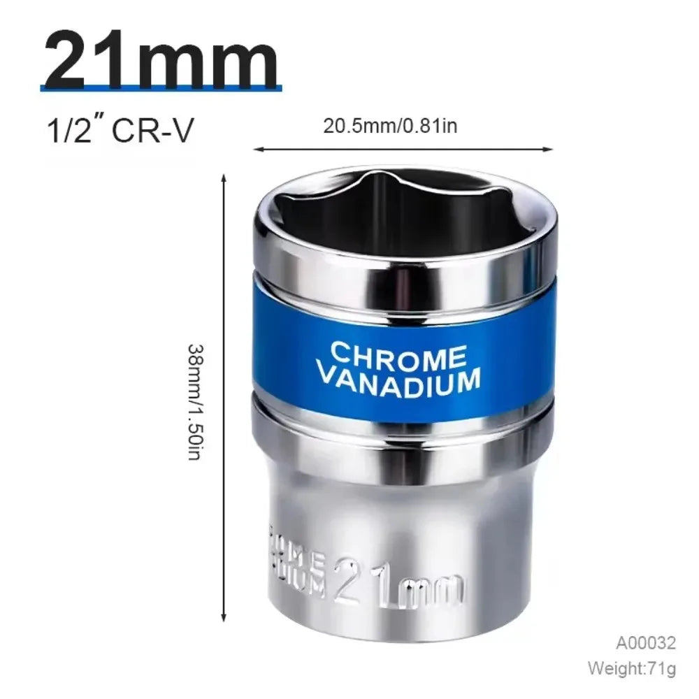 8mm-32mm 1/2" Drive Deep Impact Socket Set Drive Metric Wrench Socket Deep Impact Socket Pneumatic Wrench Head Tire Removal Tool
