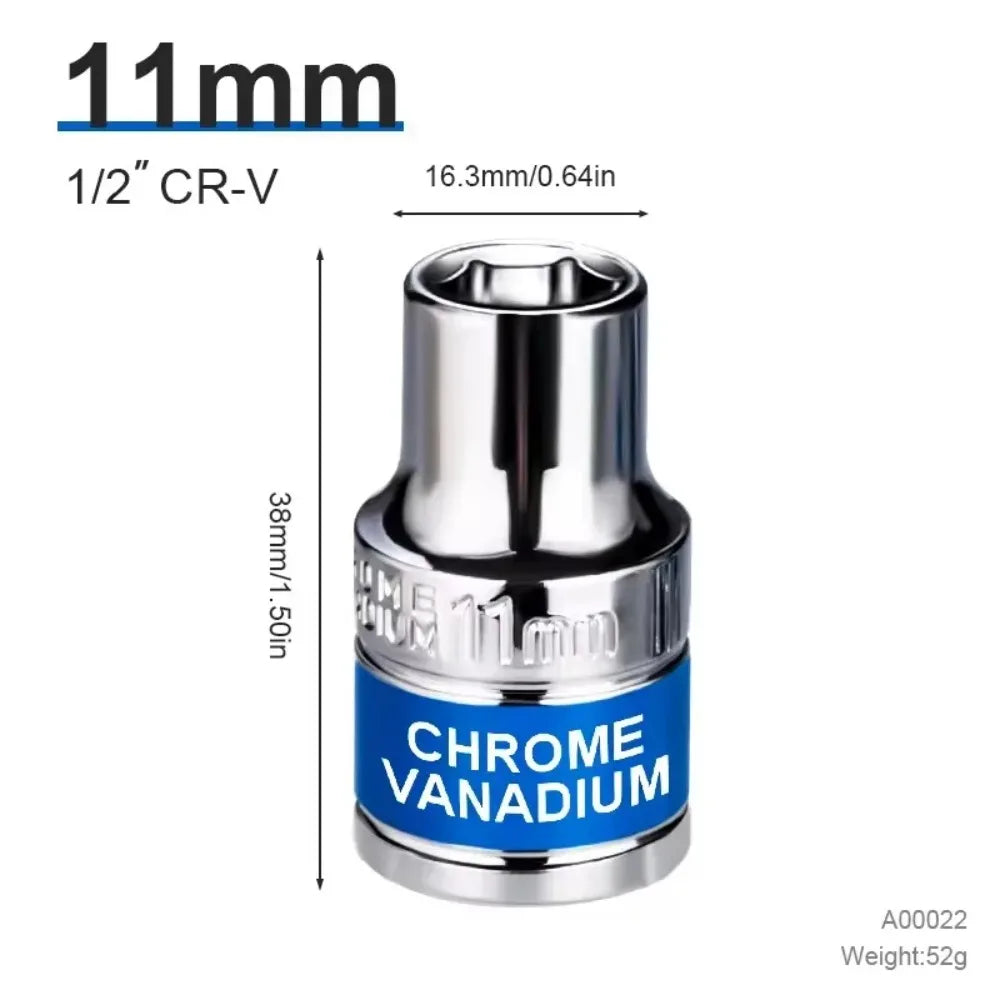 8mm-32mm 1/2" Drive Deep Impact Socket Set Drive Metric Wrench Socket Deep Impact Socket Pneumatic Wrench Head Tire Removal Tool