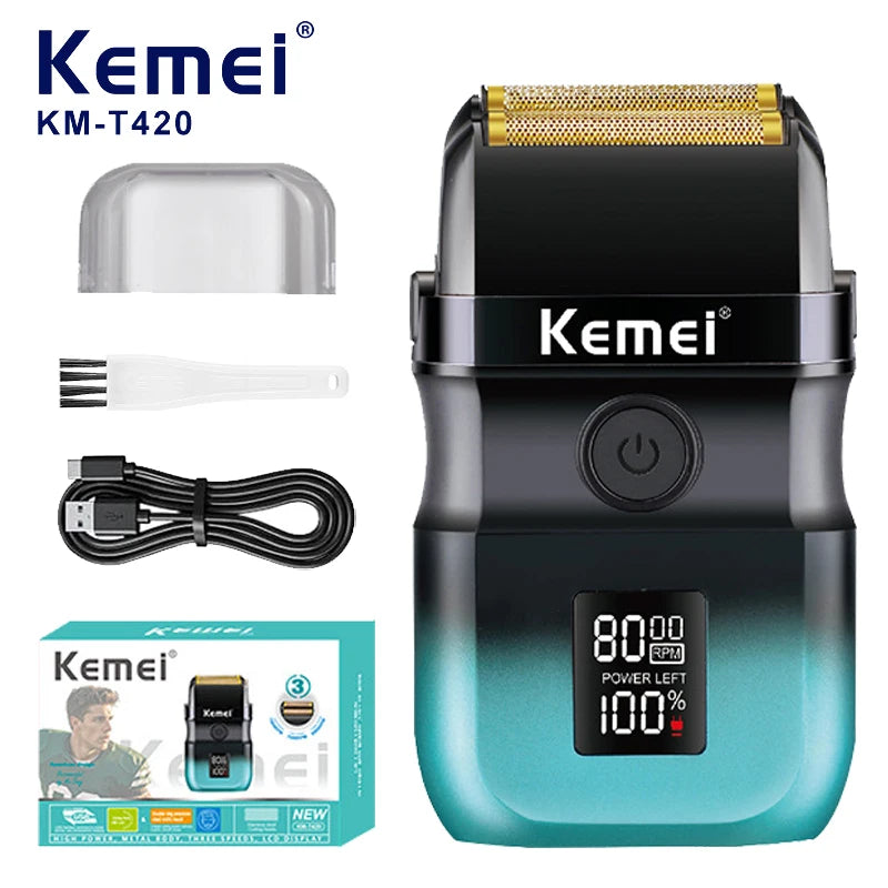 Kemei KM-T420 Electric Beard Shaver LED Digital Display Screen Reciprocating Shaver Electric Men's Shaver