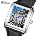 Square Skeleton Mechanical Watches for Man Luxury Business Casual Man Automatic Watch Leather Strap Gift Hand Clock for Men