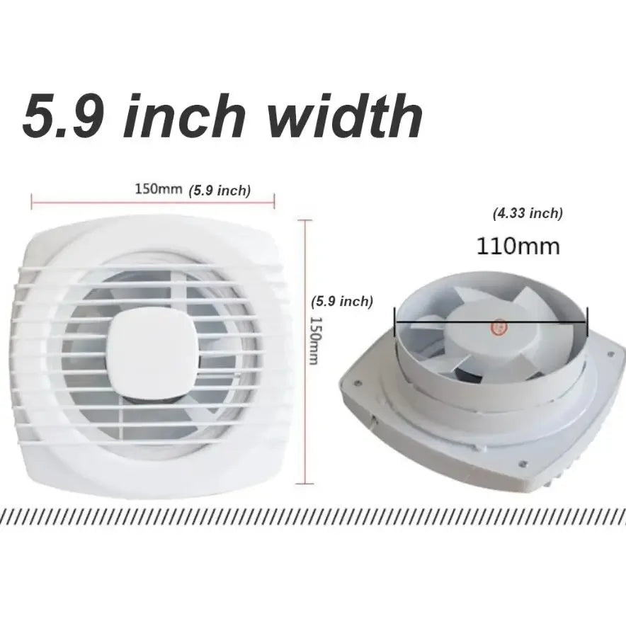 220V 4/6/7inch 110/150/180mm Silence Ventilating Strong Exhaust Extractor Fan for Window Wall Bathroom Toilet Kitchen Mounted