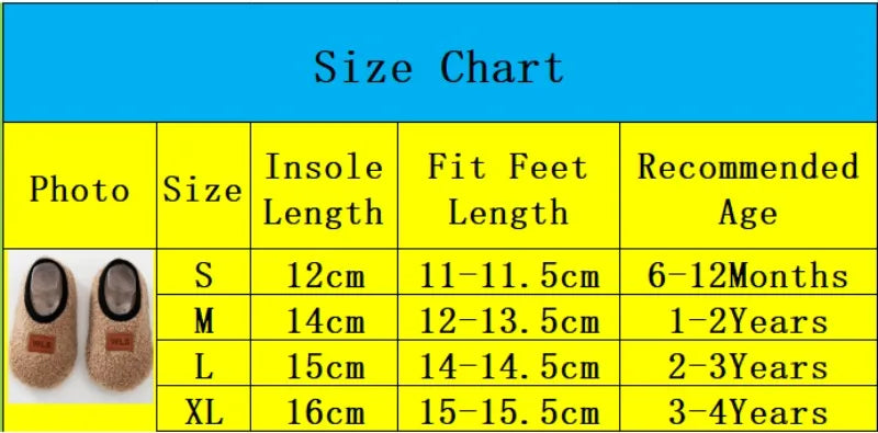 Autumn Winter Warm Baby Slippers Toddler Plush Floor Sock Shoes Boys Girls Soft Anti-slip Walking Shoes Indoor Home Kids Socks